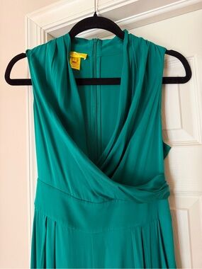 Catherine Malandrino Emerald Green Sleeveless Draped Maxi